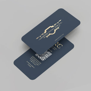 Moderne Drone Pilot Donkerblauw Goud Monogram Visitekaartje