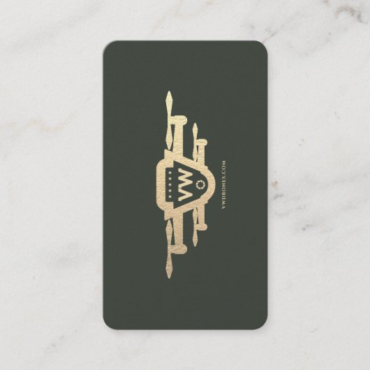 Moderne Drone Pilot Monogram Groen Goud Visitekaartje (Voorkant)