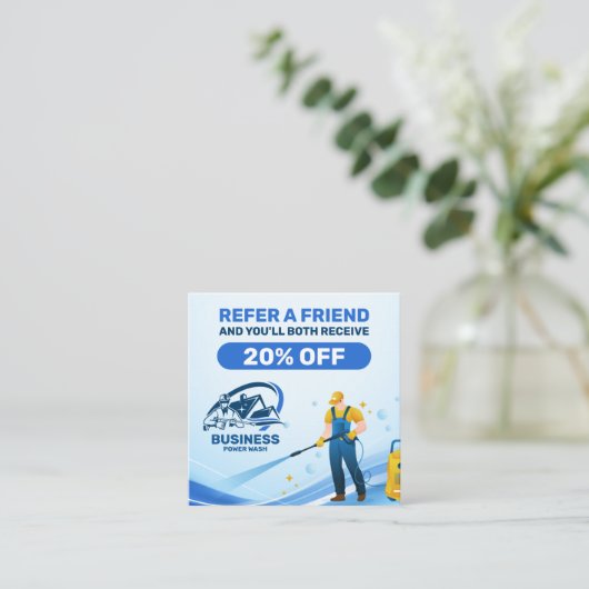 Moderne druk wassen macht wassen huis schoonmaken aanbevelingskaartje (Staand voorkant)