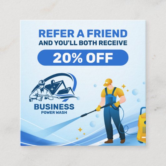 Moderne druk wassen macht wassen huis schoonmaken aanbevelingskaartje (Voorkant)