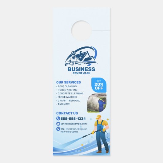 Moderne druk wassen macht wassen huis schoonmaken deurhanger (Achterkant)