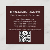 Moderne Druk Wassen Mobiele Auto Wassen QR code Vierkante Visitekaartje (Achterkant)