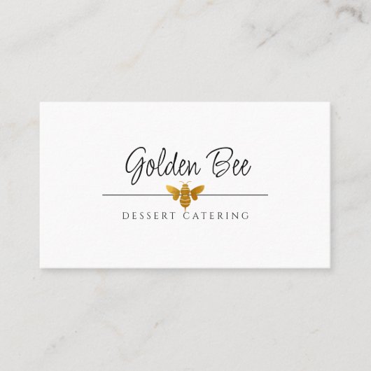 Moderne drukke Golden Bee Logo Catering Culinair Visitekaartje (Voorkant)