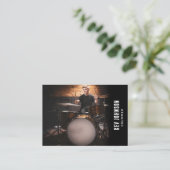 Moderne Drummer Band Muzikant Volledige Foto Zwart Visitekaartje (Staand voorkant)