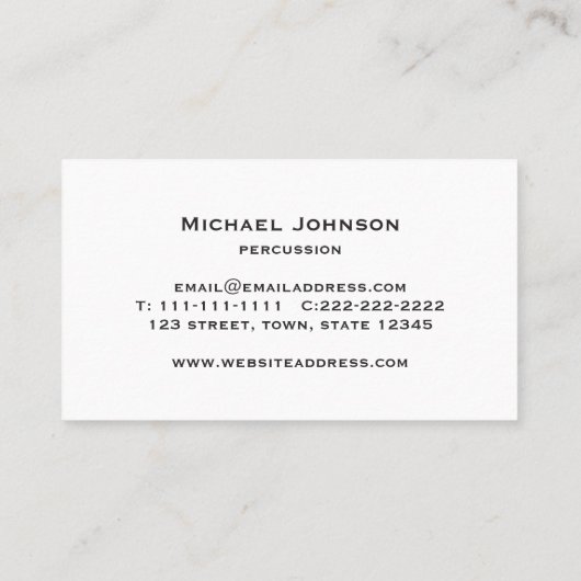 Moderne drummer percussie visitekaartje (Achterkant)