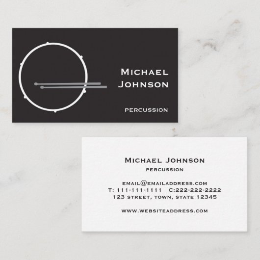 Moderne drummer percussie visitekaartje (Voorkant / Achterkant)