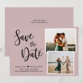 Moderne, dubbelblinde handgeschreven kalligrafie save the date (Voorkant / Achterkant)