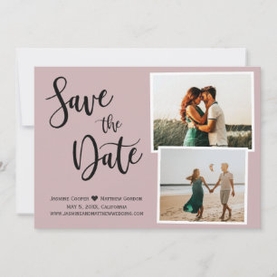 Moderne, dubbelblinde handgeschreven kalligrafie save the date