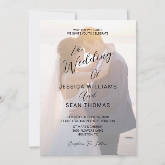 Moderne dubbele foto bruiloft kaart (Voorkant)