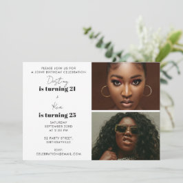 Moderne Dubbele Foto Gezamenlijke Verjaardagsfeest Kaart