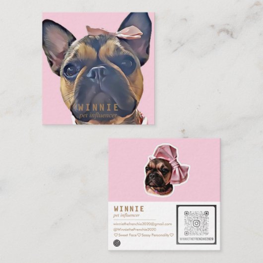 Moderne Dubbele foto Scannable QR Code Vierkante Visitekaartje (Voorkant / Achterkant)