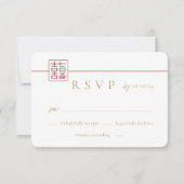 Moderne dubbele geluksgetal Chinese trouw-RSvp Kaart (Voorkant)