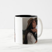 Moderne dubbele inzending met twee volledige foto' tweekleurige koffiemok (Voorkant rechts)