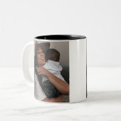 Moderne dubbele inzending met twee volledige foto' tweekleurige koffiemok (Voorkant links)