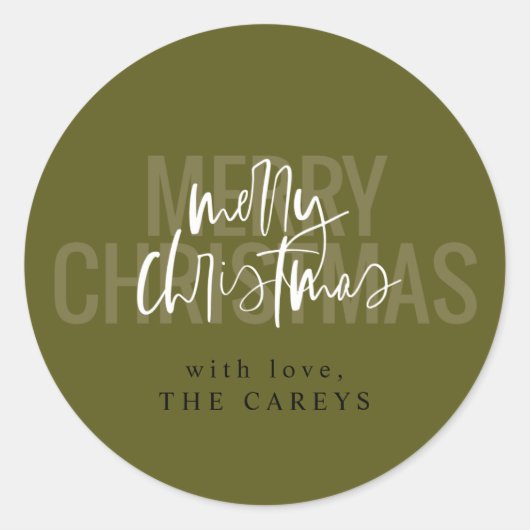 Moderne dubbele kerst ronde sticker (Voorkant)