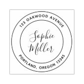 Moderne dubbele rand kalligrafie retouradres rubberstempel (Afrduk)