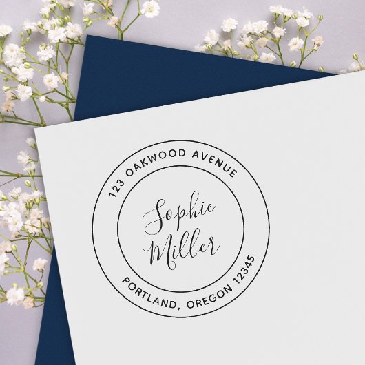 Moderne dubbele rand kalligrafie retouradres rubberstempel