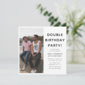 Moderne Dubbele Verjaardagsfeestfoto Verjaardag Kaart (Staand voorkant)