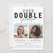 Moderne Dubbele Viering 2 Foto Afstuderen Kaart (Voorkant)