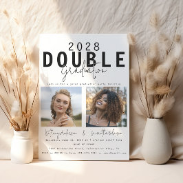 Moderne Dubbele Viering 2 Foto Afstuderen Kaart