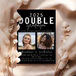 Moderne Dubbele Viering 2 Foto Afstuderen Kaart