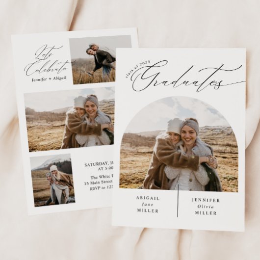 Moderne Dubbele Viering Foto Afstudeerfeest Kaart