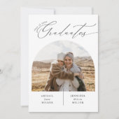 Moderne Dubbele Viering Foto Afstudeerfeest Kaart (Voorkant)