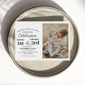 Moderne Dubbele Viering Verjaardag Foto 1e & 3e Kaart