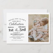 Moderne Dubbele Viering Verjaardag Foto 1e & 3e Kaart (Voorkant)