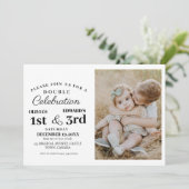 Moderne Dubbele Viering Verjaardag Foto 1e & 3e Kaart (Staand voorkant)