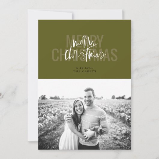 Moderne Dubbele Vrolijke Kerst Verticale Evergreen Feestdagenkaart (Voorkant)