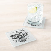 Moderne dubbelhoofdadelaar glazen onderzetter (Schuin)