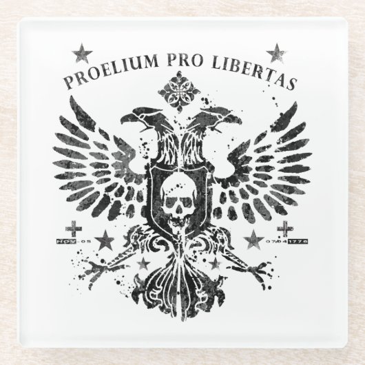 Moderne dubbelhoofdadelaar glazen onderzetter (Voorkant)