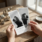 Moderne dubbelzijdige bladwijzer foto trouwkaart save the date