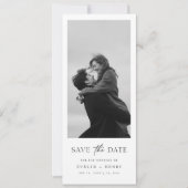 Moderne dubbelzijdige bladwijzer foto trouwkaart save the date (Voorkant)
