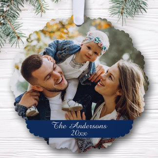 Moderne dubbelzijdige familie foto vakantie ornament kaart