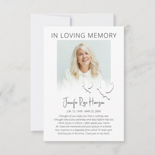 Moderne, dubbelzijdige fotobegrafenis bedankkaart (Voorkant)