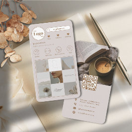 Moderne dubbelzijdige Instagram Photo Grid Beige Visitekaartje
