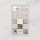 Moderne dubbelzijdige Instagram Photo Grid Beige Visitekaartje (Voorkant)