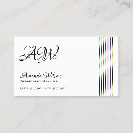 Moderne Duidelijke Witte Kleurrijke Decor Strepen  Visitekaartje (Voorkant)