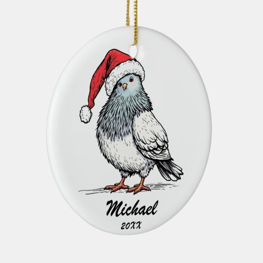 Moderne Duif Kerstman Kerstman gepersonaliseerd Keramisch Ornament (Rechts)