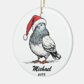 Moderne Duif Kerstman Kerstman gepersonaliseerd Keramisch Ornament (Links)