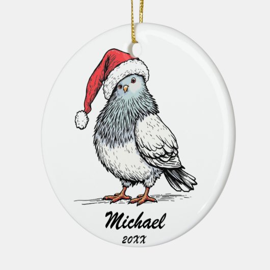 Moderne Duif Kerstman Kerstman gepersonaliseerd Keramisch Ornament (Links)