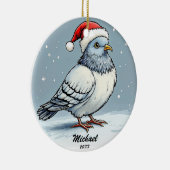 Moderne Duif Kerstman Kerstman gepersonaliseerd Keramisch Ornament (Rechts)