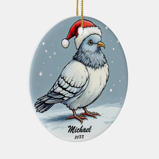 Moderne Duif Kerstman Kerstman gepersonaliseerd Keramisch Ornament (Rechts)