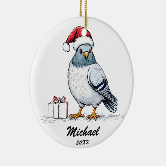 Moderne Duif Kerstman Kerstman gepersonaliseerd Keramisch Ornament (Rechts)