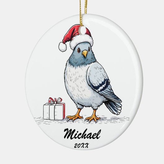 Moderne Duif Kerstman Kerstman gepersonaliseerd Keramisch Ornament (Links)