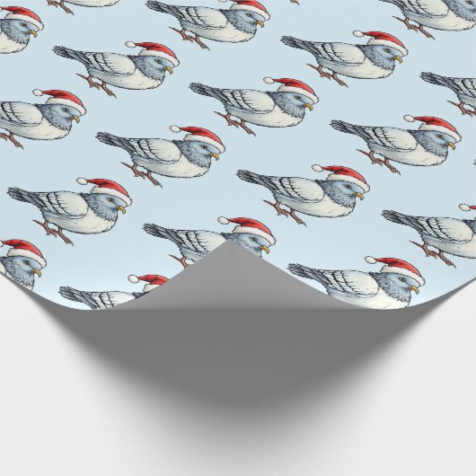 Moderne Duif Kerstman Kerstmis Cadeaupapier (Hoek)