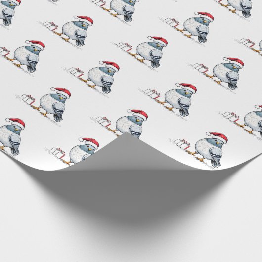 Moderne Duif Kerstman Kerstmis Cadeaupapier (Hoek)