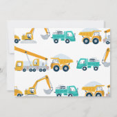 Moderne Dump Truck Bouw 1e Verjaardag Kaart (Achterkant)